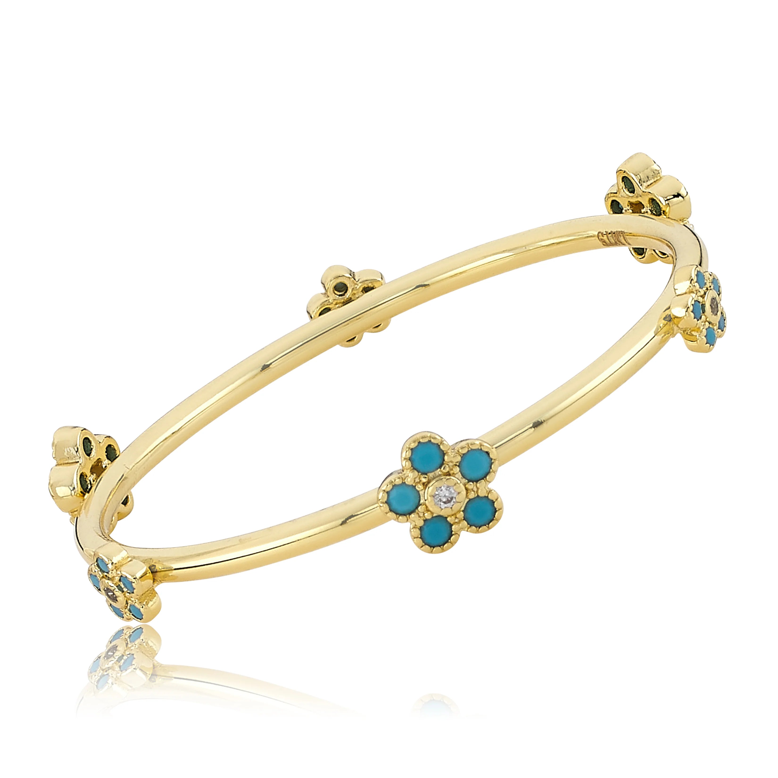 Turquoise Stone Flowers Bangle
