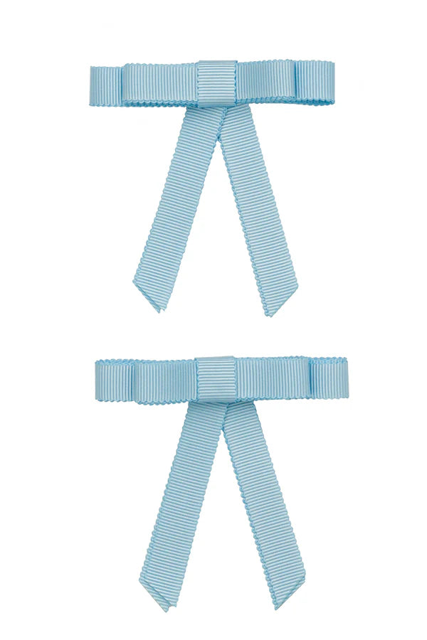 Grosgrain Bow Clip Set - Light Blue