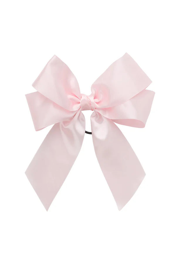 Oversized Bow Pony/Clip - Powder Pink