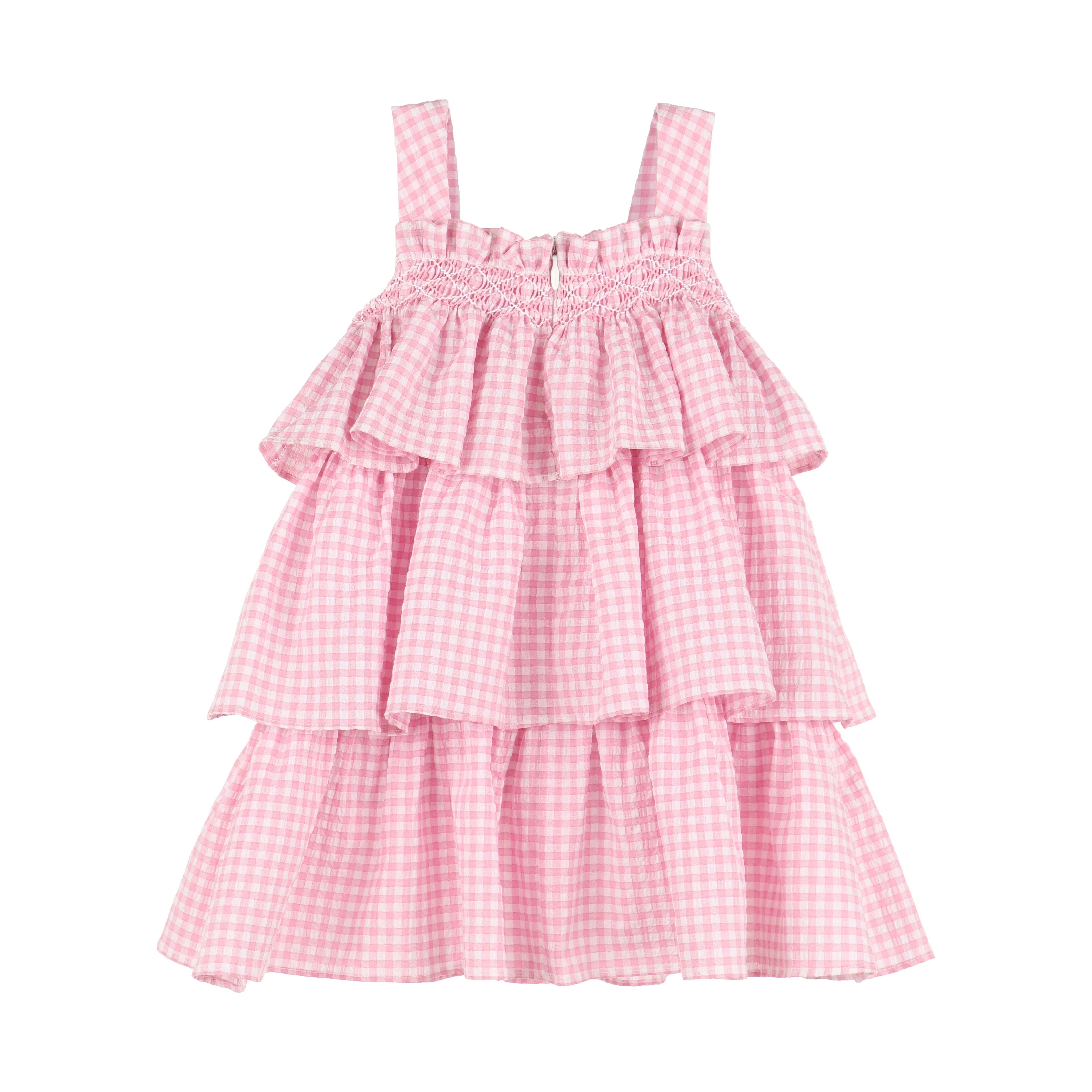 Pink Small Squares Baby Dress