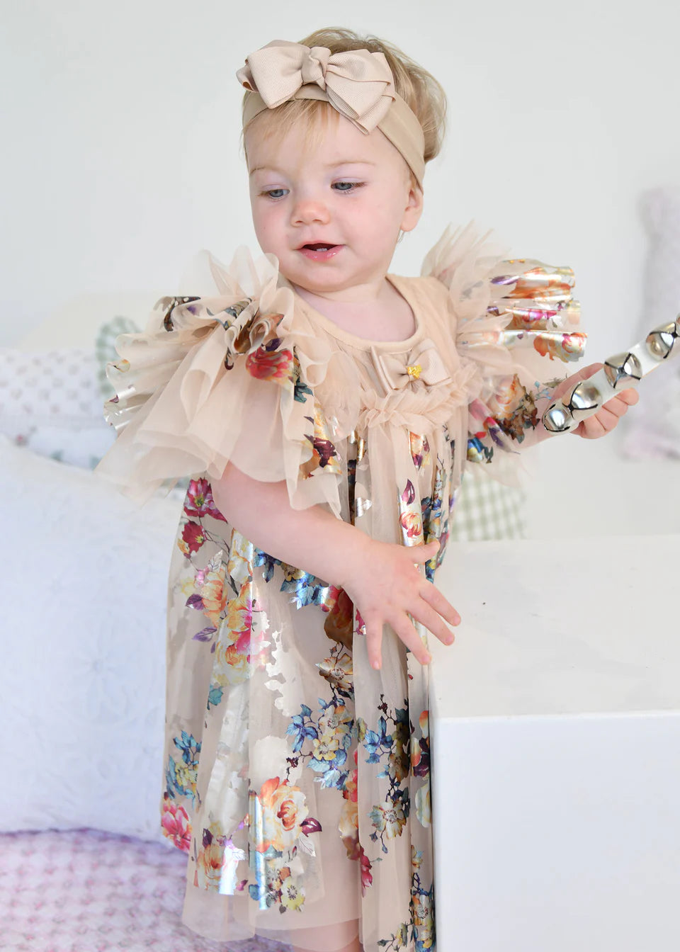 Marlowe Foil Floral Baby Dress Gold