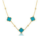 Plated Turquoise Clover Necklace