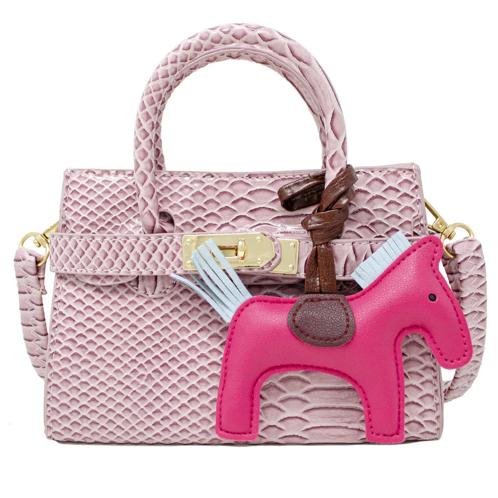 Crocodile Pony Handbag - Pink