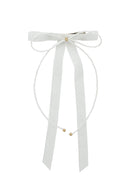 Dainty Fairy Beaded Bow - White