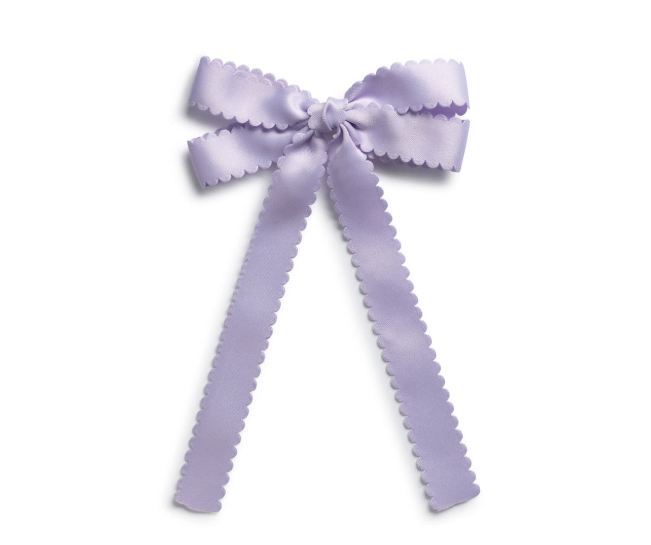 Gumdrop Scalloped Satin Bow Clip - Lavender