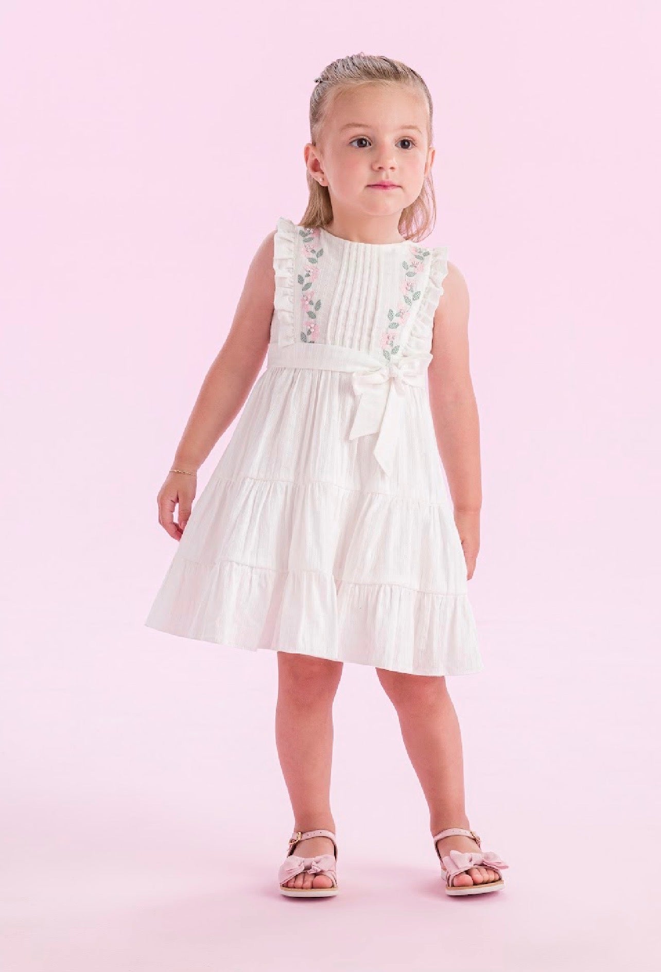 Flowered White Dress