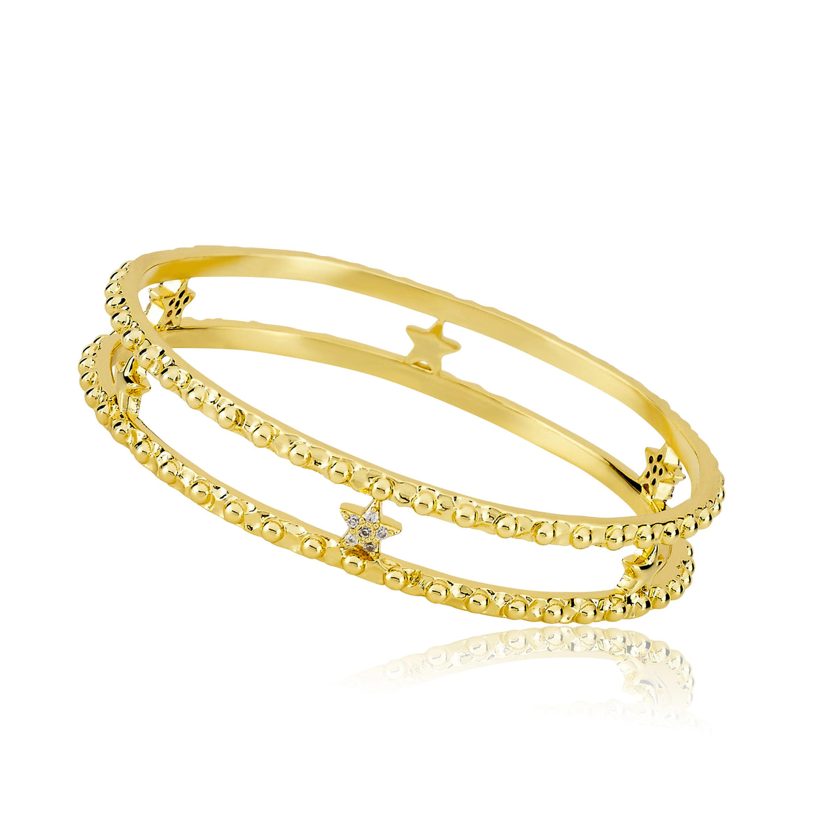 Double Row Star Bangle Gold