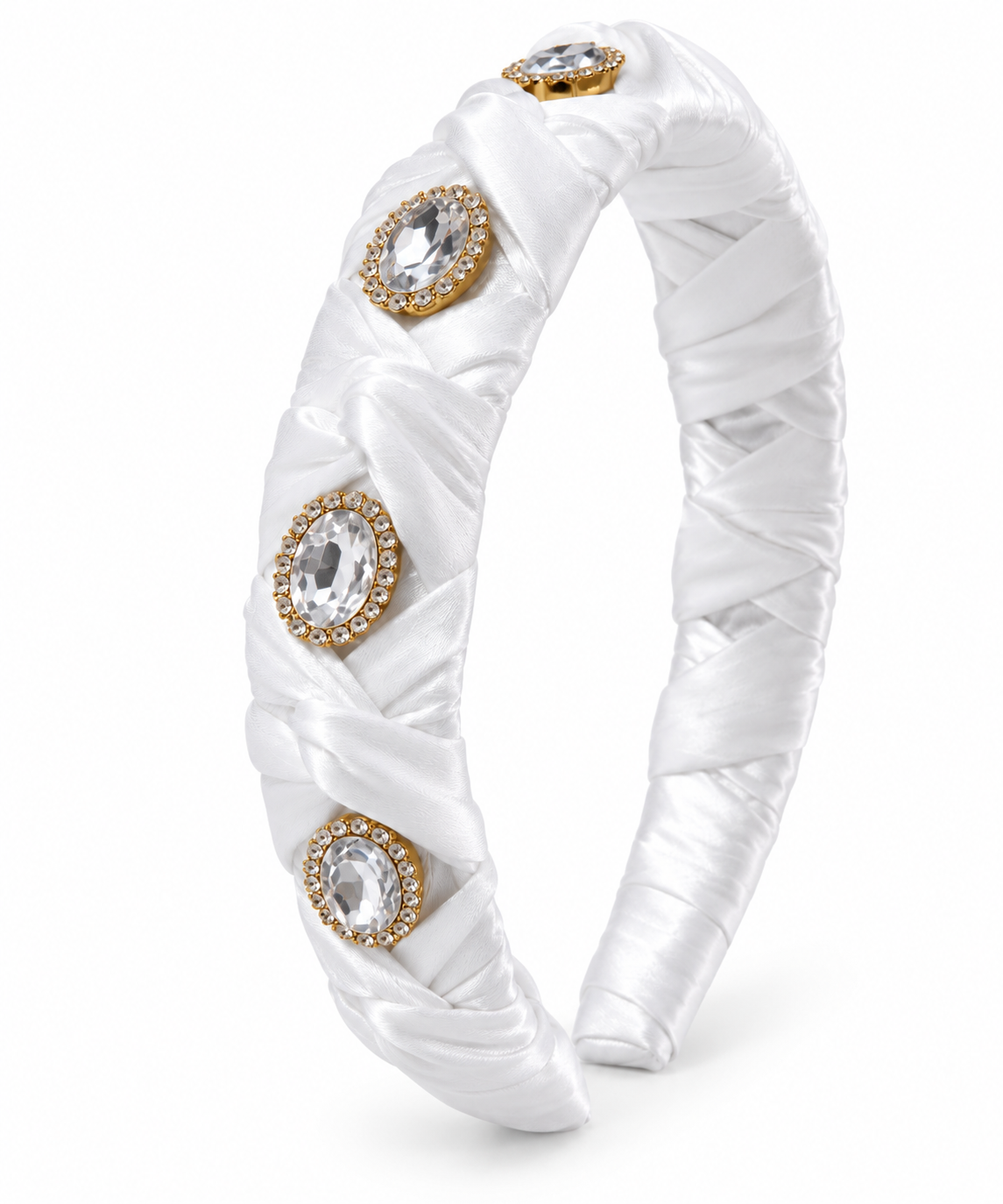 White Satin Gemstone Headband