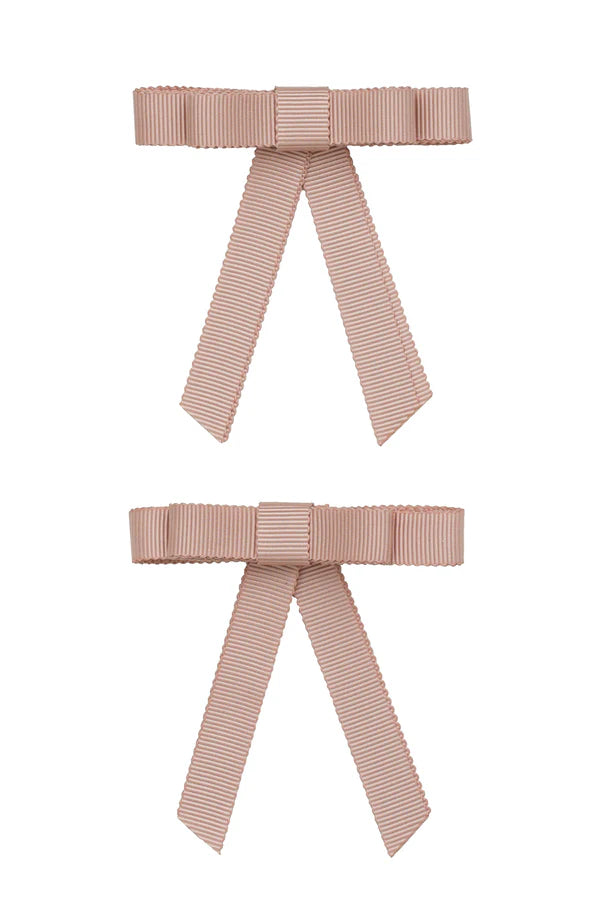 Grosgrain Bow Clip Set - Vanilla Taupe