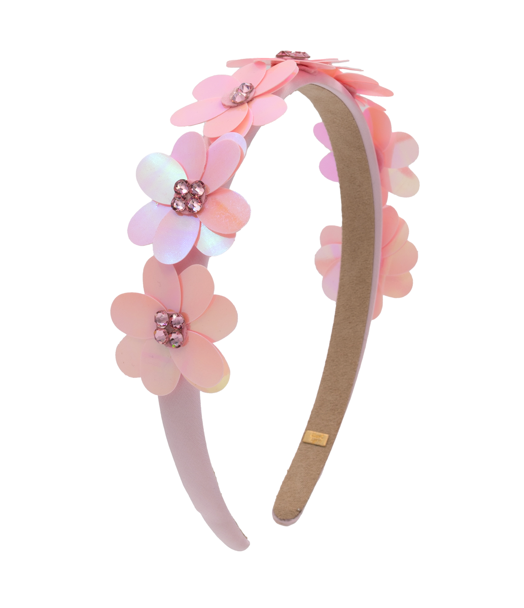 Sequin Flower Headband - Pink
