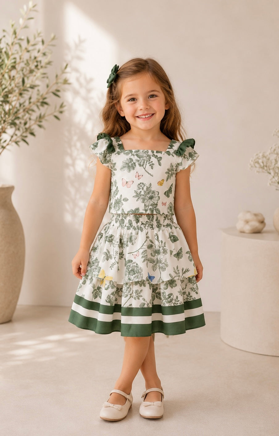 Green Flowered Set