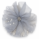 Pearl & Crystal Tulle Flower Scrunchie