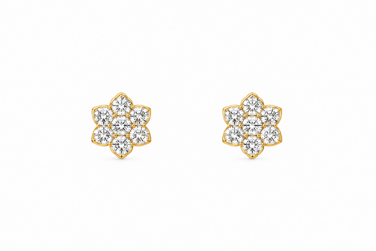 Clear Flower 14Kt. Earrings