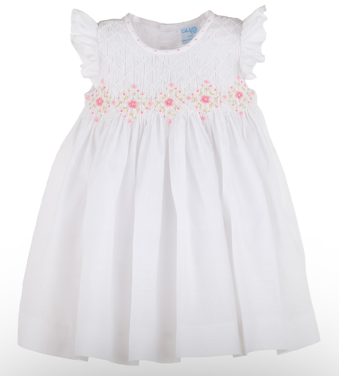 Classical Diamond Smock Dress White