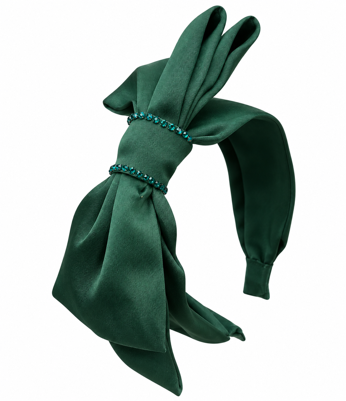 Long Satin Bow - Green