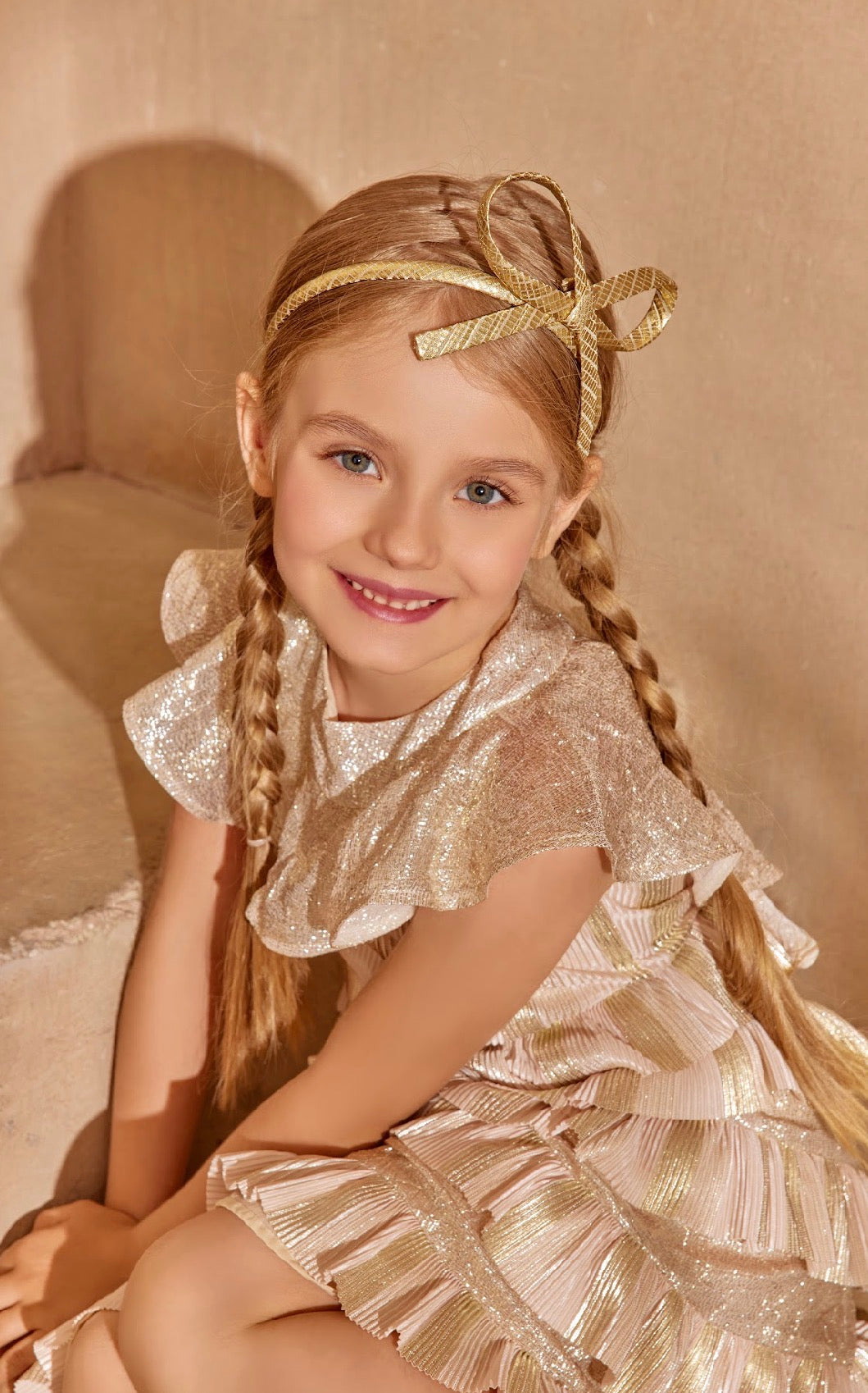 Gold & Blush Pleated Dress