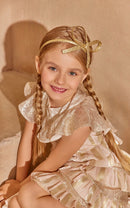 Gold & Blush Pleated Dress