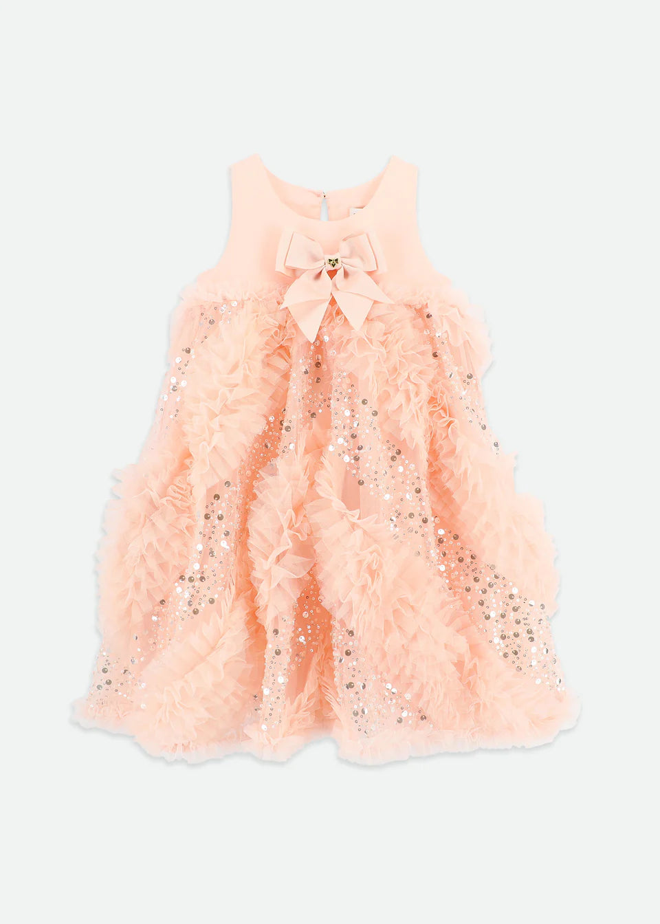 Dylas Ruffle/Sequin Dress Peach