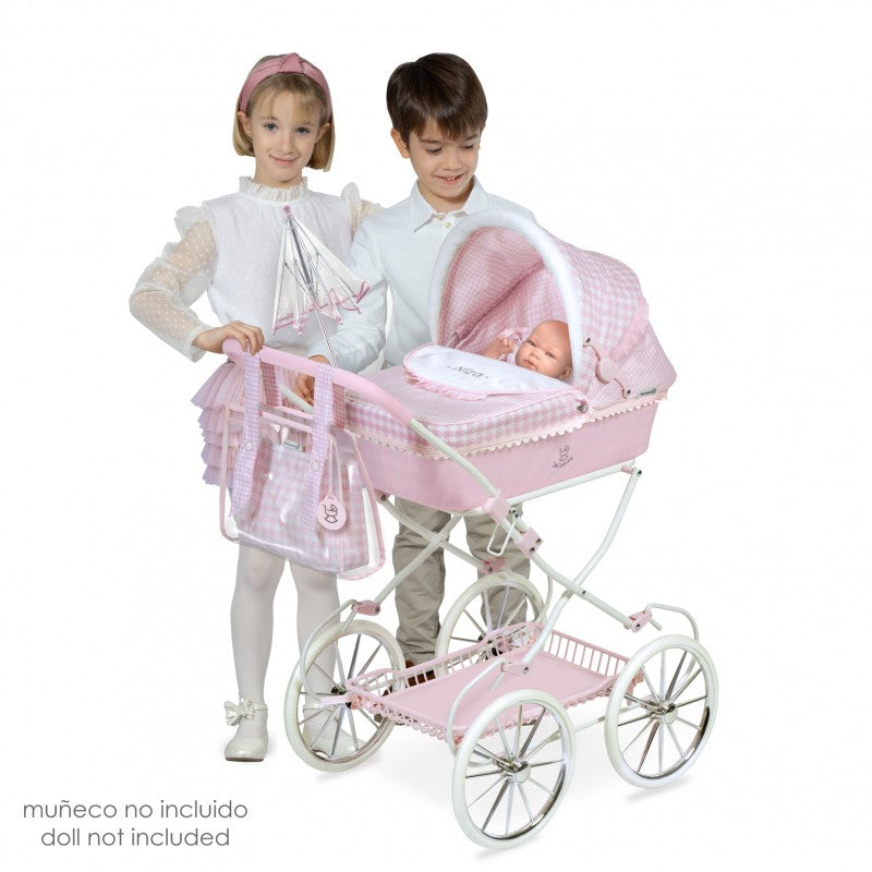 Doll’s Pram With Bag, Umbrella, Pillow & Bedding