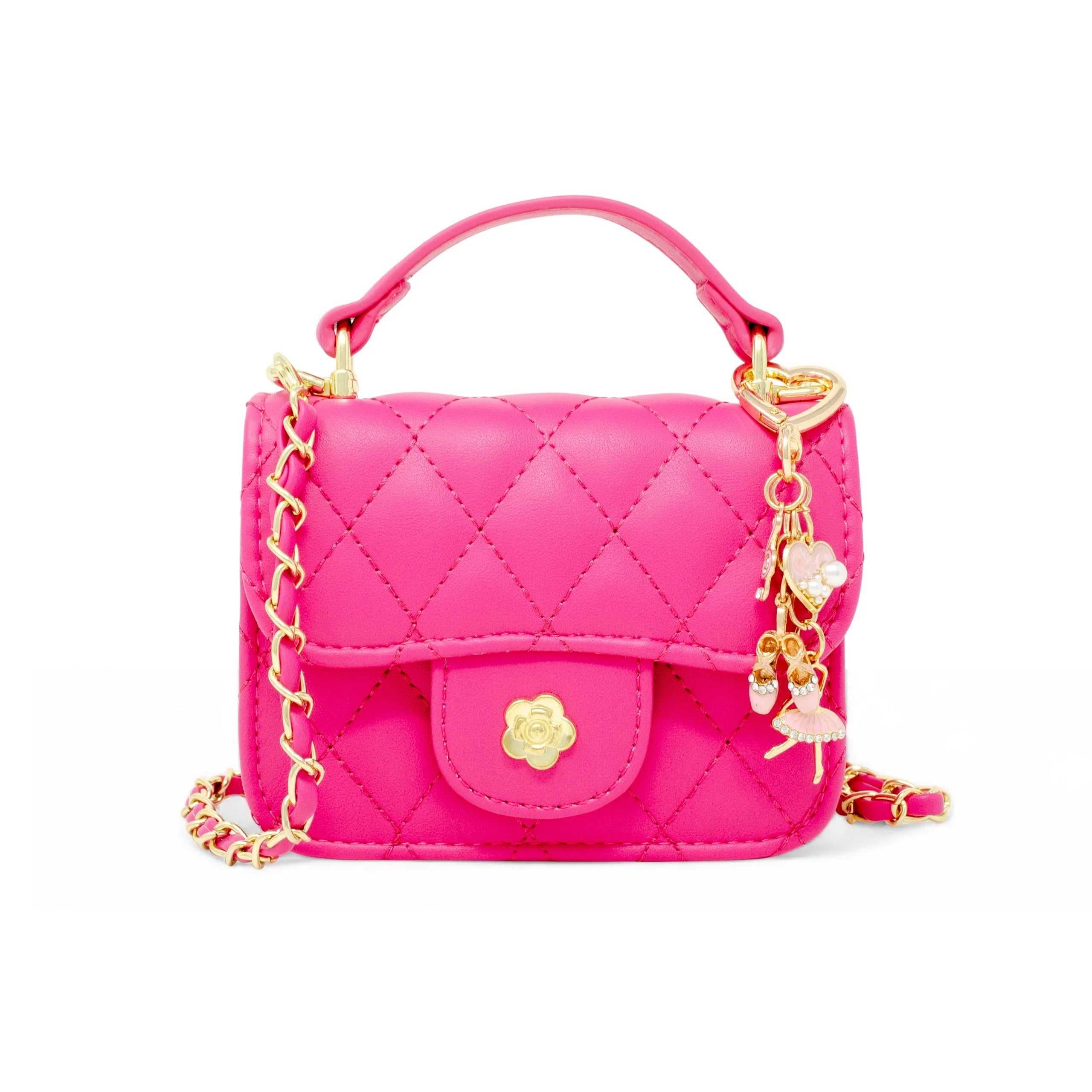 Tiny Quilted Ballet Charm Handbag - Hot Pink