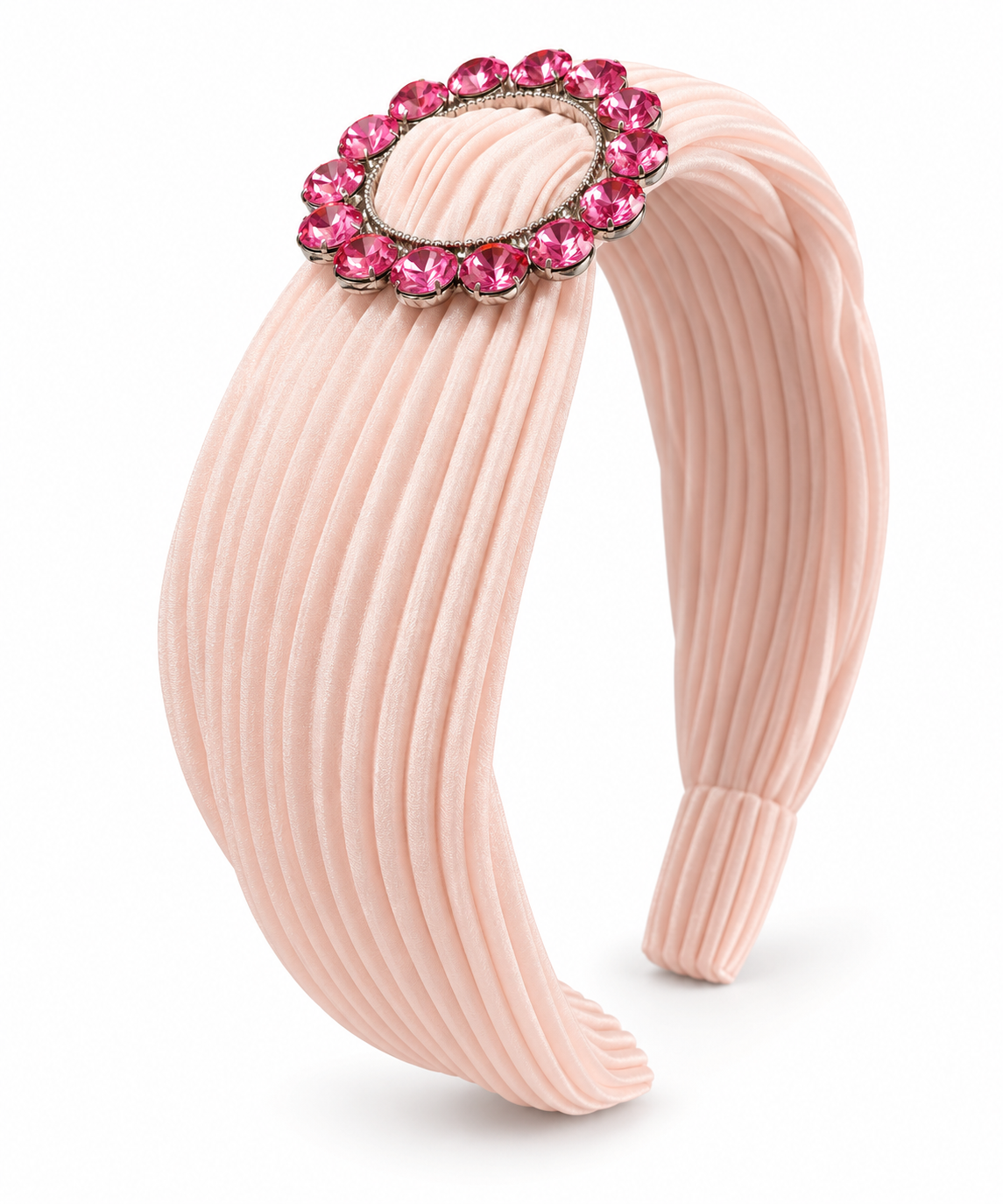 Pink Pleated Crystal Headband