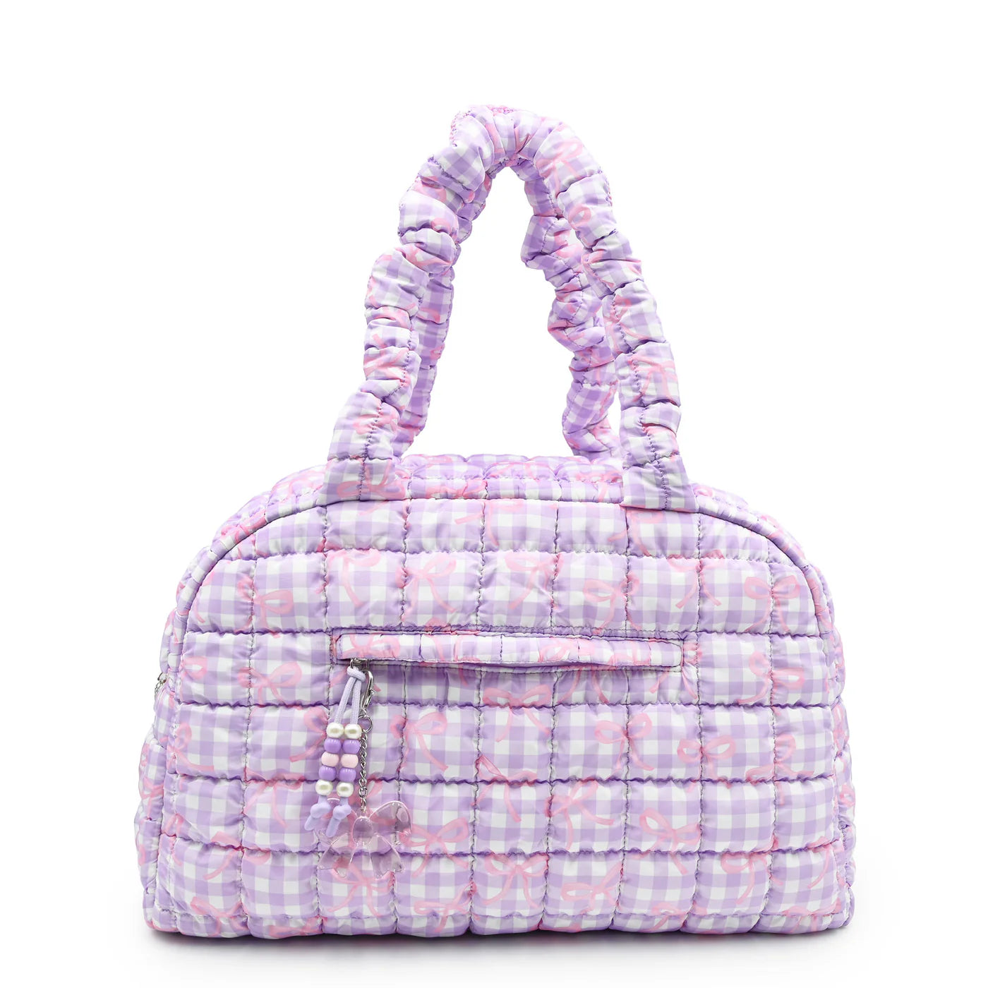 Quilted Scrunchies Gingham Bow Duffle Bag