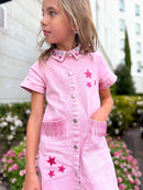 Pink Fringe Denim Dress