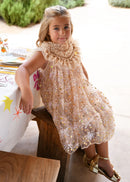 Dominique Flower Sequin Dress Gold