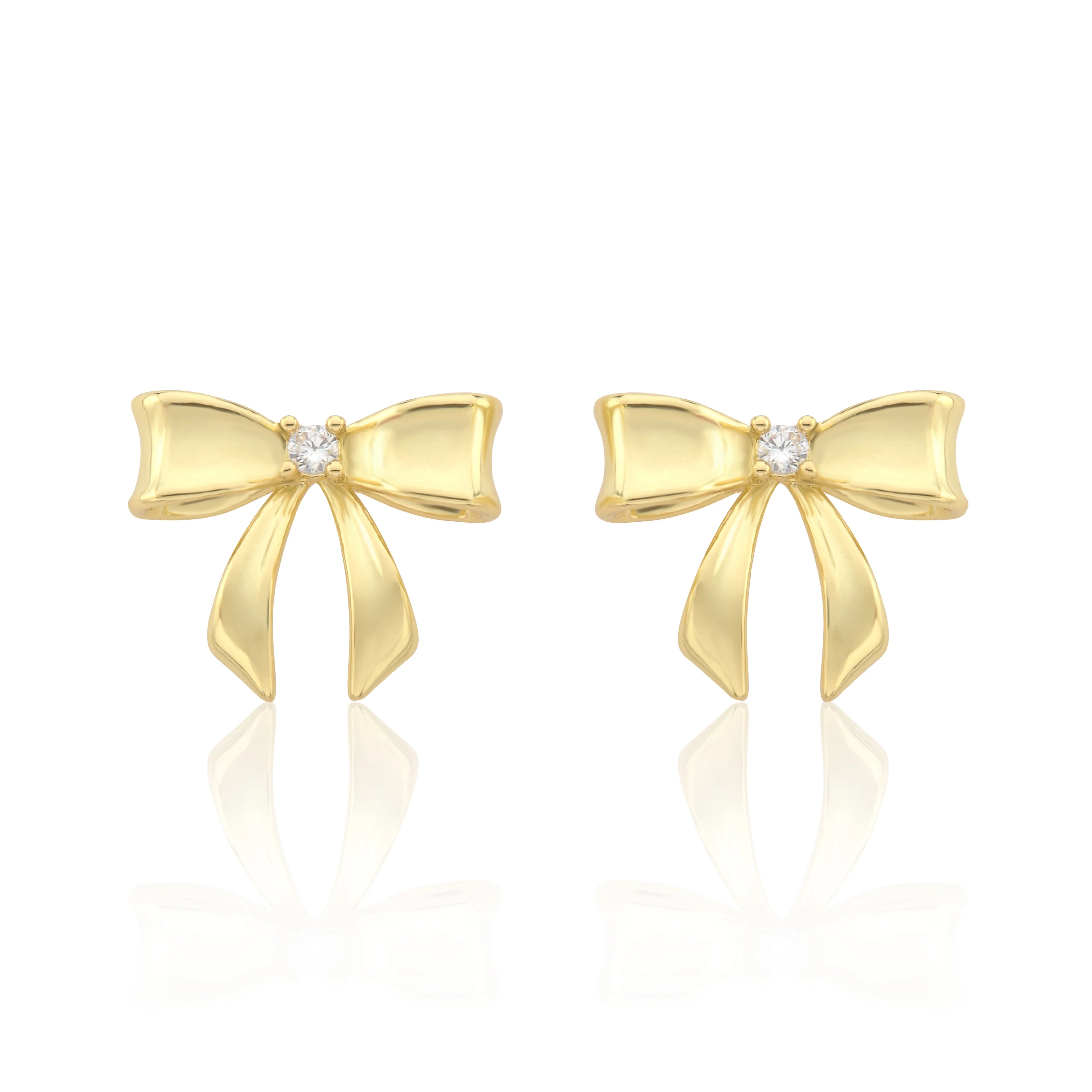 Gold Plated Bow Stud Earring