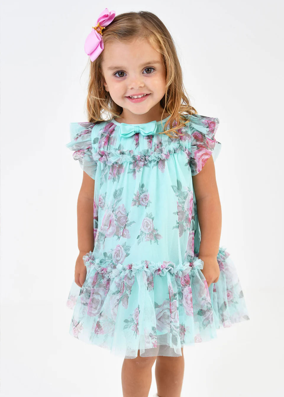 Rosebud Aqua Baby Dress
