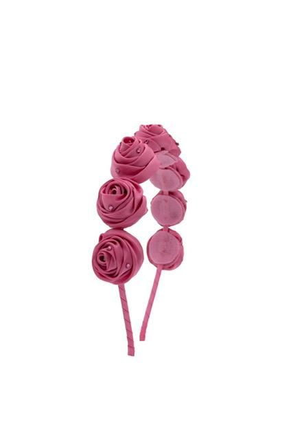 Satin Rose Headband - Hot Pink