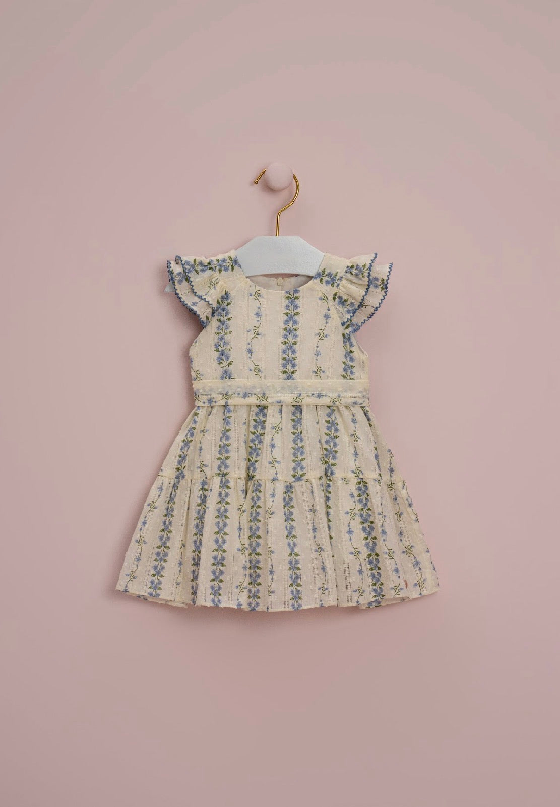 Blue & Green Flowers Girl Dress