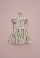 Blue & Green Flowers Girl Dress