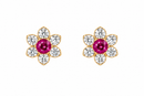 Hot Pink & Clear Flower 14Kt. Earrings