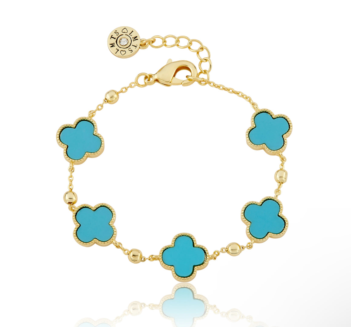 Plated Turquoise Clover Bracelet