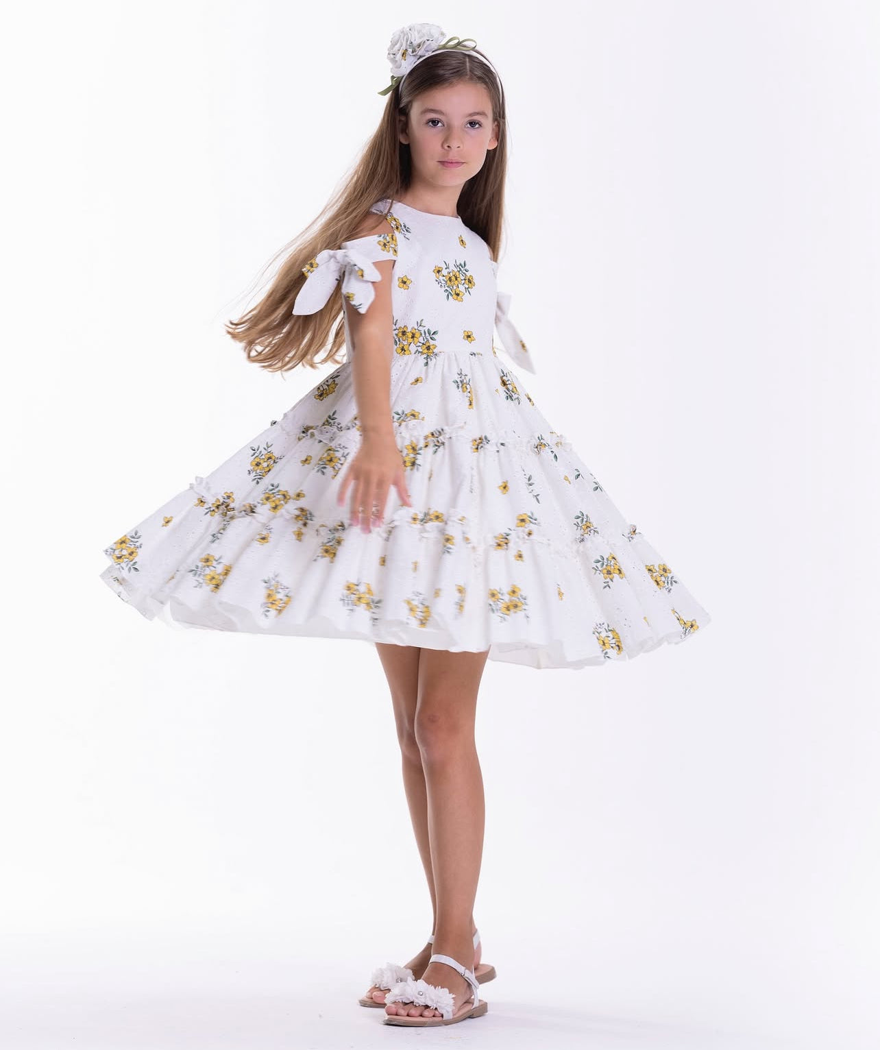 White & Yellow Flowers Dress