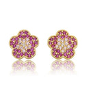 Pave Flower Stud Earring - Pink
