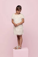 Suppet Fancy & Fuzzy Dress - Cream/Lila