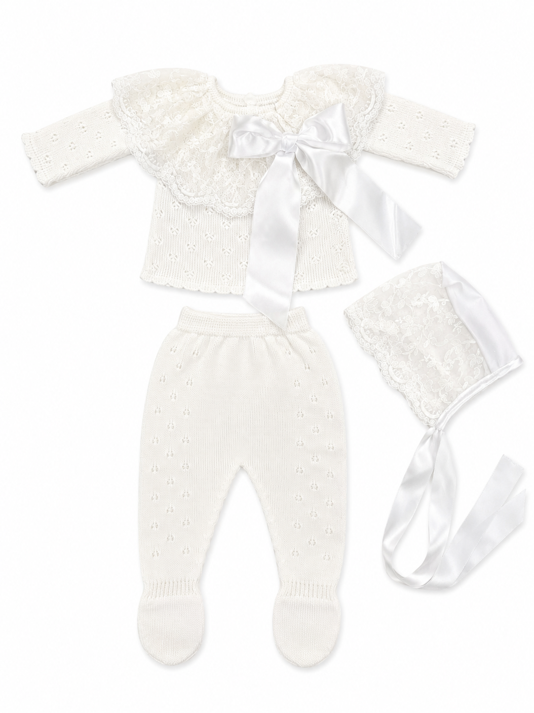 White & Satin Bow Set