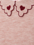 Red Hearts & Pale Rose Dress