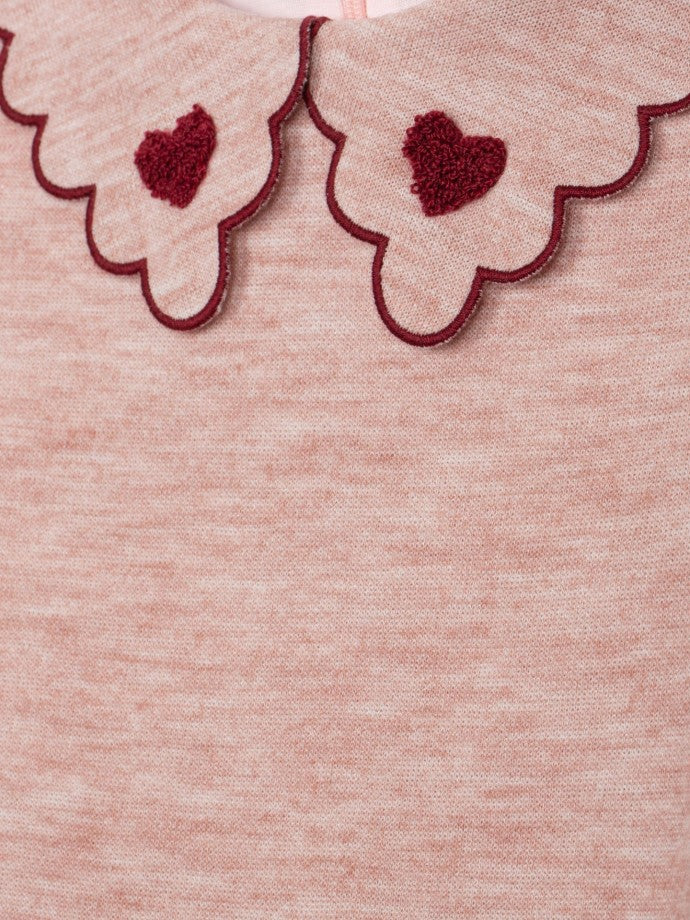 Red Hearts & Pale Rose Dress