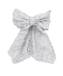 Jeweled Tail Charm Bow - White