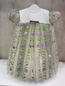 Green & Purple Flowered Baby Dress