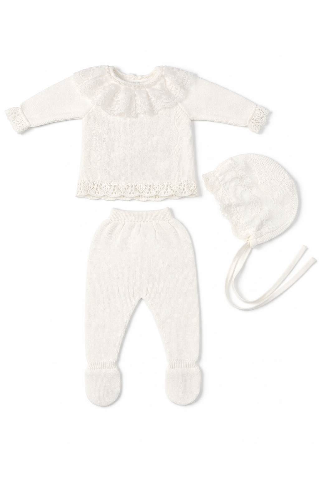 White Laced Newborn Set