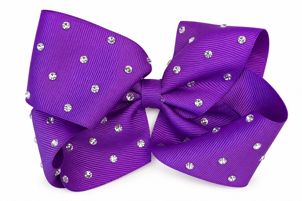 Rhinestone Grosgrain Bow - Purple