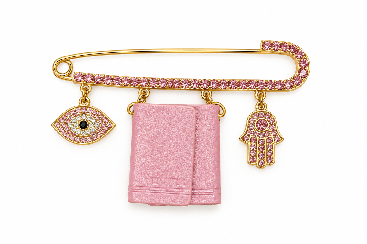 Pink Charms Safety Pin Brooch