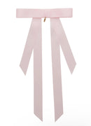 Piper Bow Long Satin Clip - Powder Pink