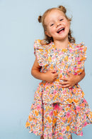 Retro Floral Ruffle Dress