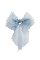Oversized Organza Bow Clip - Antique Blue