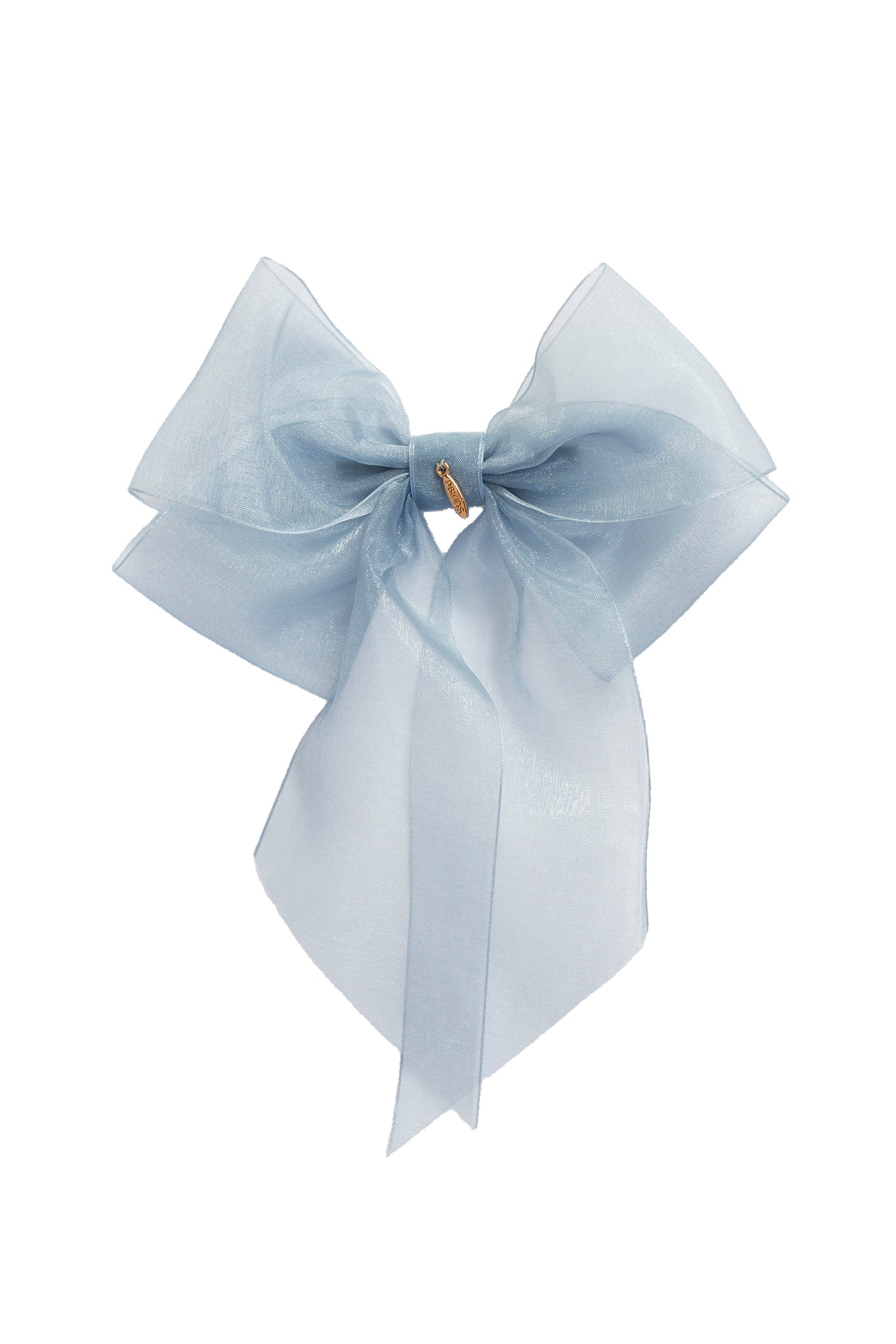 Oversized Organza Bow Clip - Antique Blue